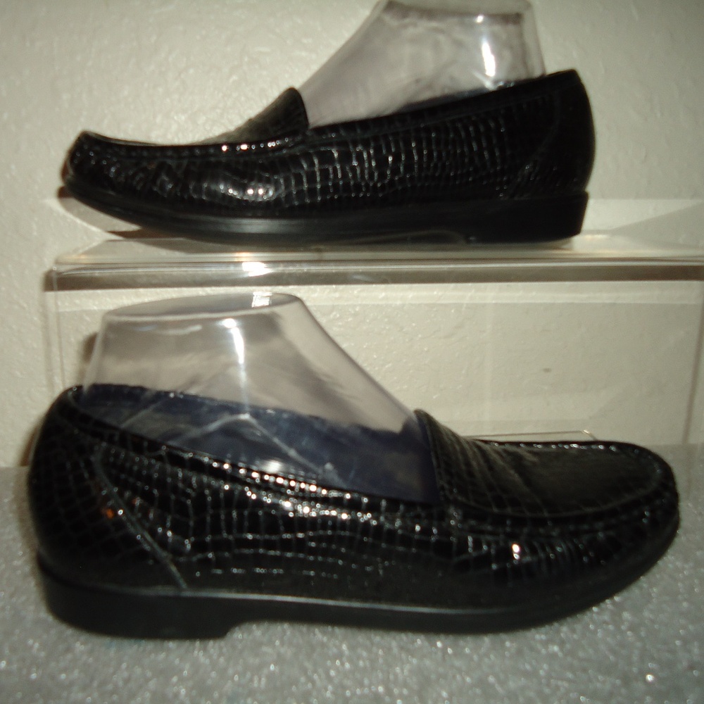 SAS Tripad Comfort  Black Croc Leather Loafer Shoes Women's Size 7-7.5/37